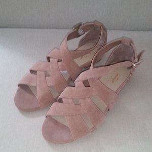 Lord & Taylor suede Mandy pink salmon peep toe sandals
